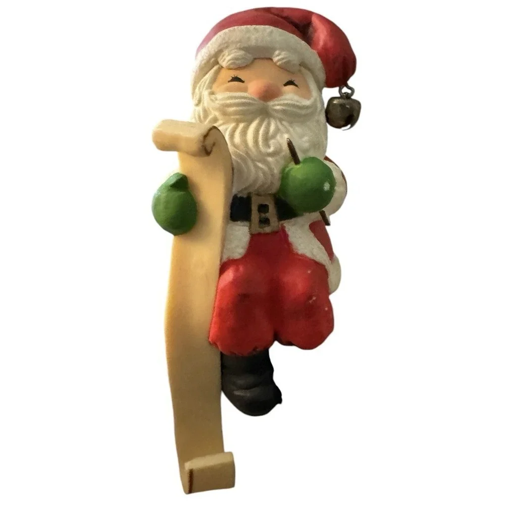 HALLMARK-SANTA CLAUS-Vintage Christmas Stocking Holder with Jingle Bell